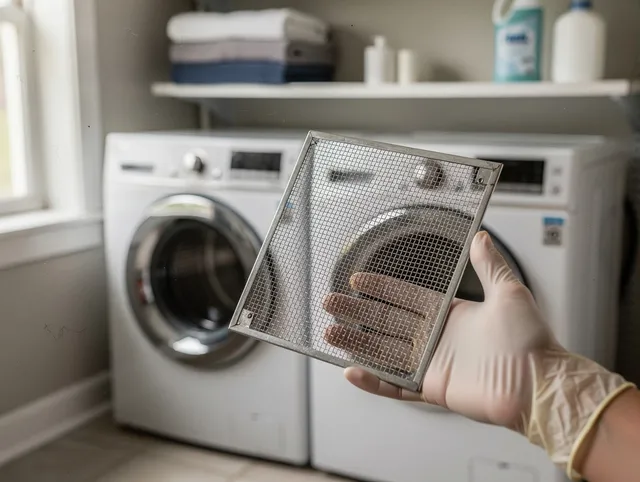 West Carson Dryer Vent Cleaning specialist performing detailed lint trap cleaning service in West Carson
