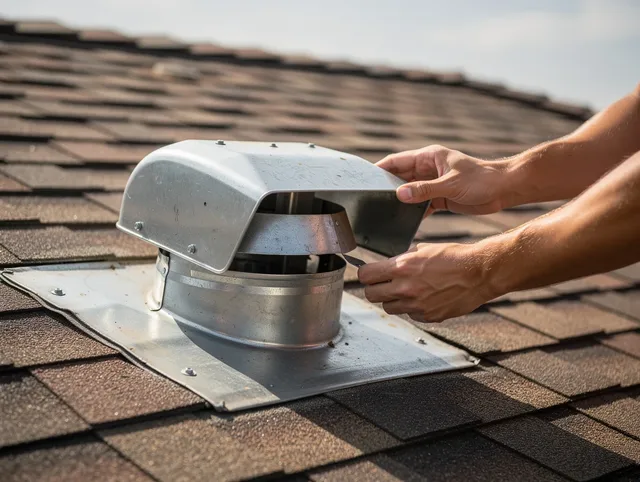 West Carson Dryer Vent Cleaning certified technician safely cleaning a roof-mounted dryer vent in West Carson