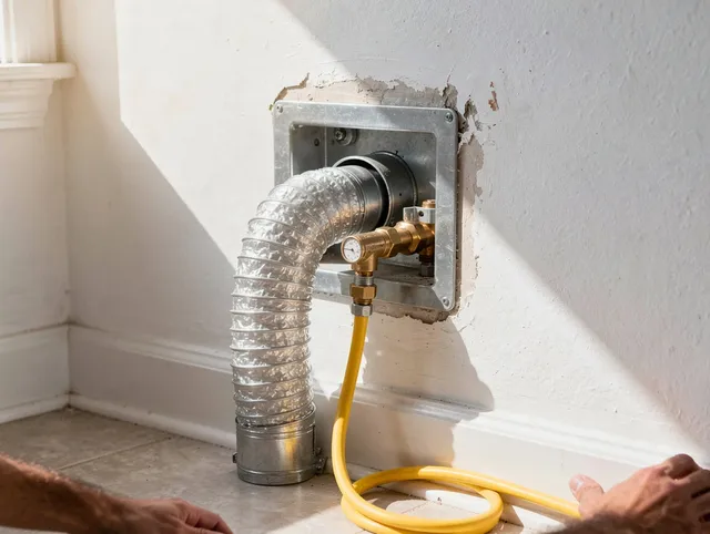 West Carson Dryer Vent Cleaning certified technician performing specialized gas dryer vent cleaning in West Carson